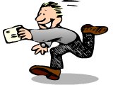 Man running to post a letter